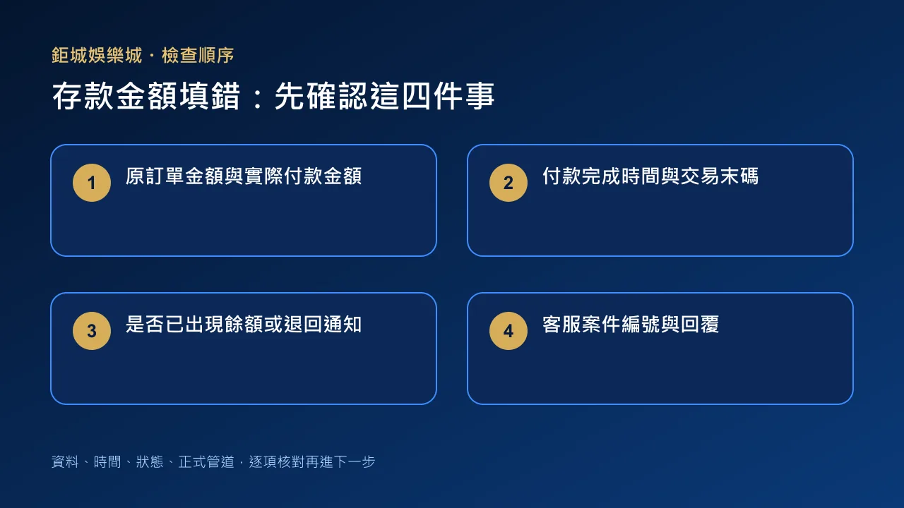 娛樂城存款金額填錯四項檢查圖