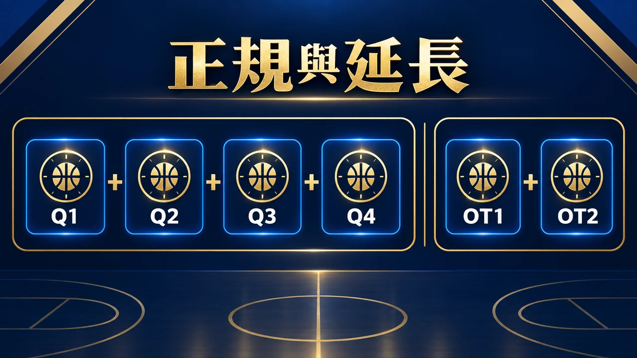 四節正規時間與延長賽分成兩組的比分加總示意