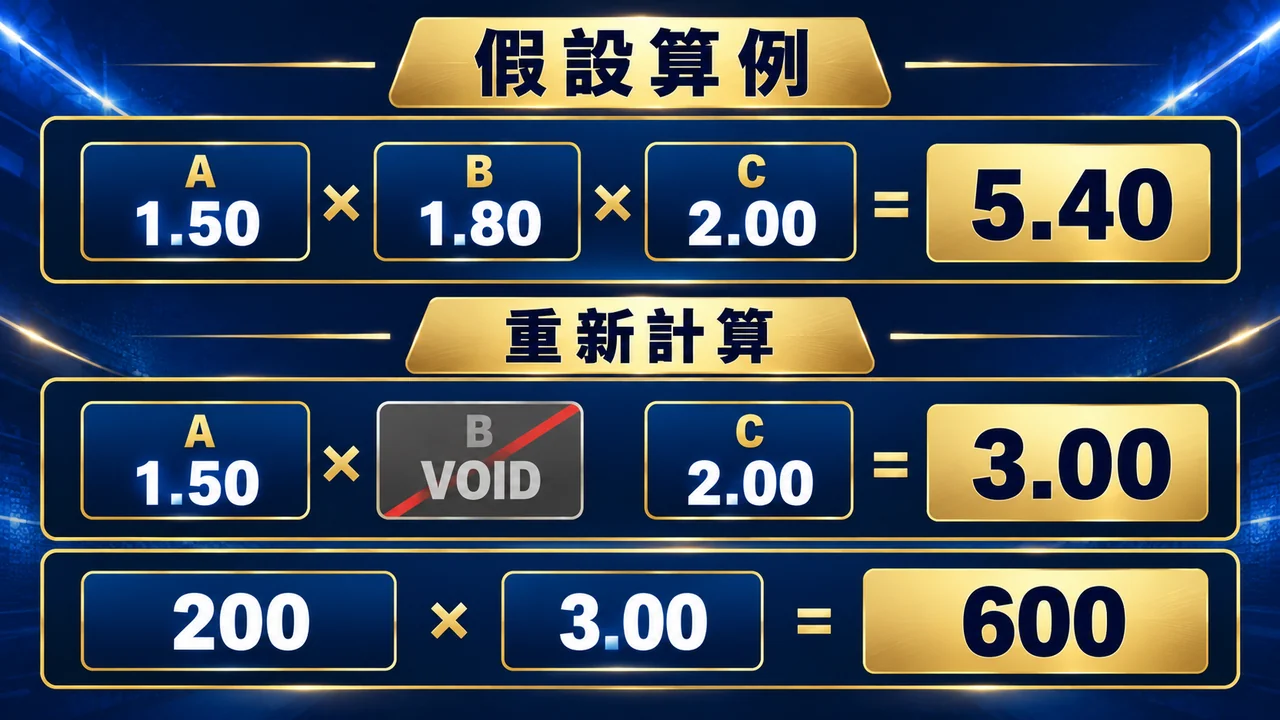 假設移除一點八的作廢選項後，倍率三點零，本金二百返還六百