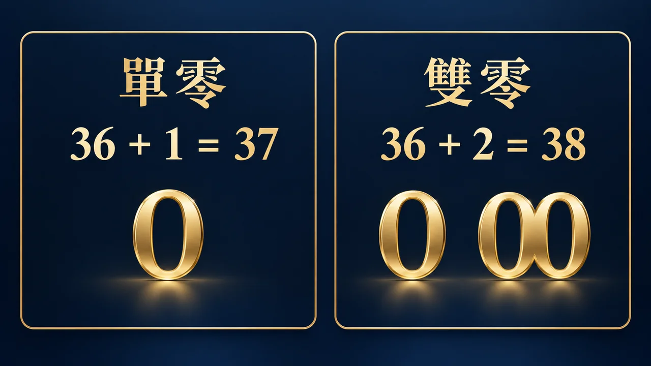 單零輪盤三十七格與雙零輪盤三十八格的差異圖