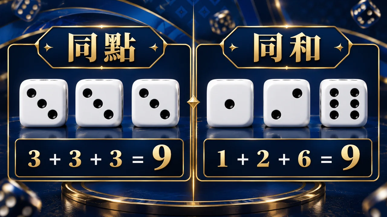 三三三與一二六合計都是九點,但只有三三三是豹子